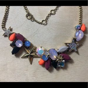 J Crew multi color star statement necklace